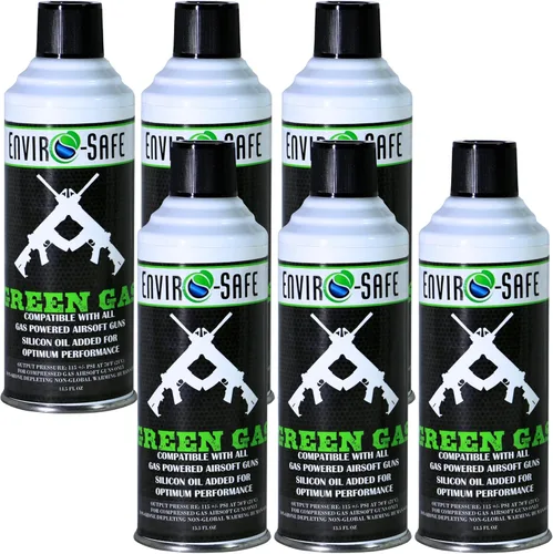 ENVIRO-SAFE Gas verde para pistolas de Airsoft, hasta 1,500 disparos por lata - con aceite de silicona - Fabricado en Estados Unidos - lata de 13.5