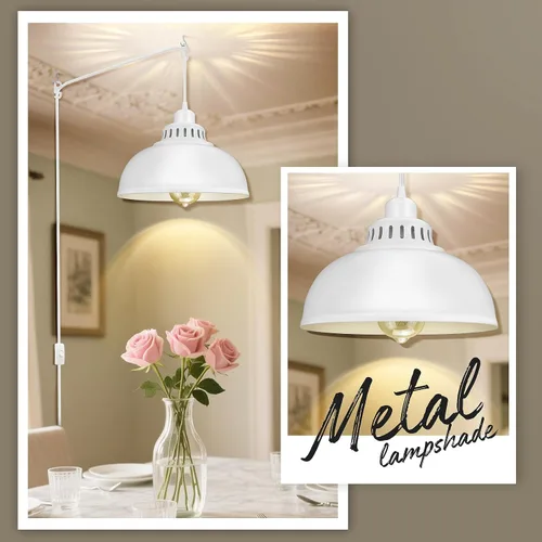 Miniatura 2 de Lámpara colgante enchufable, luces colgantes de 15 pies con cable de enchufe, interruptor de encendido/apagado, lámpara colgante industrial