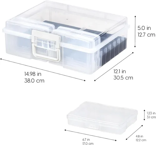 Miniatura 2 de IRIS USA Estuche de tren cosmético con organizador de esmalte de uñas y 4 estuches internos con asa, paquete de 2, caja de almacenamiento portátil