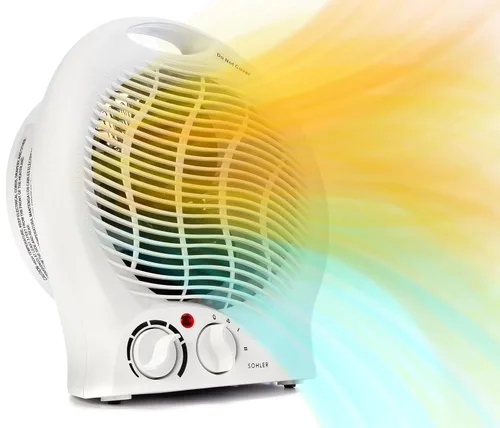 Sohler Calentador eléctrico portátil de 1500 W con termostato ajustable, protección contra sobrecalentamiento y vuelco, certificado ETL, ideal para