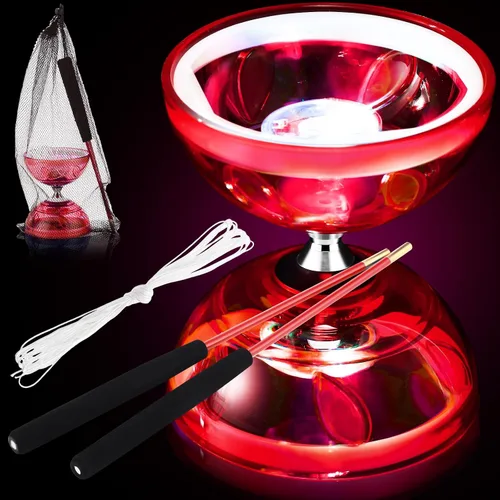 Miniatura 6 de Simgoing El juego de diábolo LED chino Yoyo incluye colorido juguete Diábolo iluminado profesional con 2 varillas de piezas, 1 cuerda y 1 bolsa