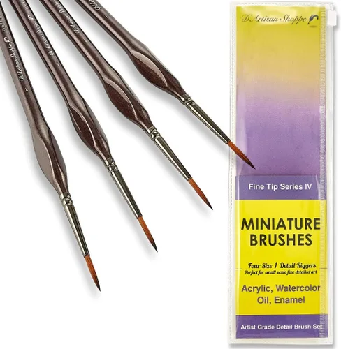 Miniatura 8 de Juego de pinceles de pintura de detalles profesionales, tamaño 0, pinceles redondos en miniatura de punta fina para juegos de mesa para adultos