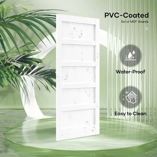 Miniatura 3 de Fredbeck Puerta de granero blanca de 30 x 84 pulgadas con kit de herrajes para puerta corredera de 5.5 pies incluido y asa, sólida, MDF, superficie