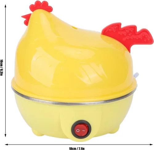 Miniatura 6 de Olla rápida para huevos, capacidad para 7 huevos, 350 W, olla eléctrica para huevos duros en forma de pollo con apagado automático, taza medidora