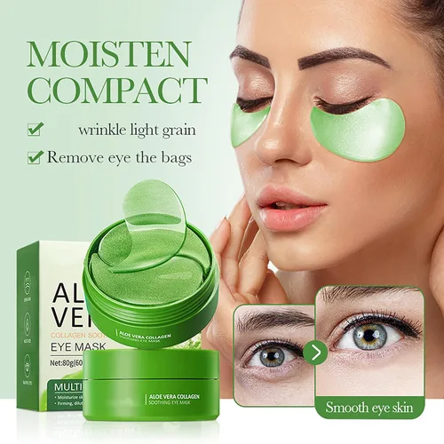 Miniatura 3 de AKARY Parches de aloe vera para ojeras, ojos hinchados y arrugas, 98% esencia de aloe y colágeno con infusión de colágeno, cuidado suavizante