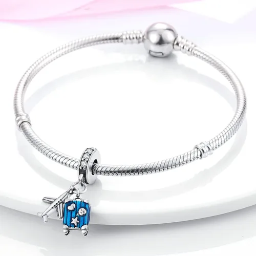 Miniatura 171 de MULA - Dijes de plata de ley 925 para pulseras y collares, colgantes de letras para la familia, cuentas de viaje en avión, dijes de árbol