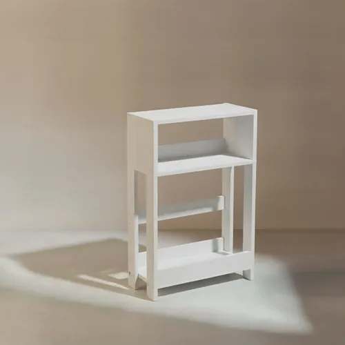 Miniatura 9 de Mesa auxiliar estrecha de 3 niveles, mesa auxiliar delgada y mesita de noche para espacio pequeño, color blanco Marrón rústico