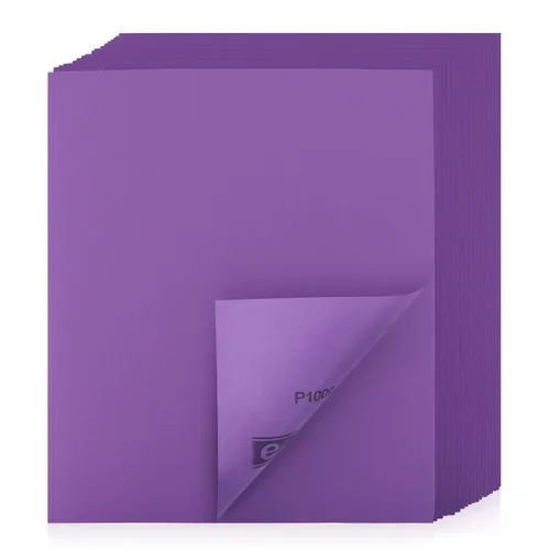 Miniatura 8 de Papel de lija de grano 80, 20 unidades, hojas de lija en seco y húmedo de 9 x 11 pulgadas, papel de arena abrasivo de alúmina púrpura para madera