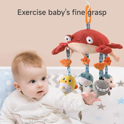 Miniatura 6 de TUMAMA - Juguetes para bebés de 0, 3, 6, 9 a 12 meses, cochecito de animales de peluche de actividad y juguete colgante para asiento de automóvil