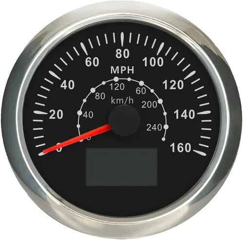Miniatura 18 de ELING Velocímetro GPS de 3 3/8 pulgadas (3.346 in) 0-200 MPH con kilometraje total Tripmeter Curso sobre el suelo 12V 24V con 8 colores Negro+Negro