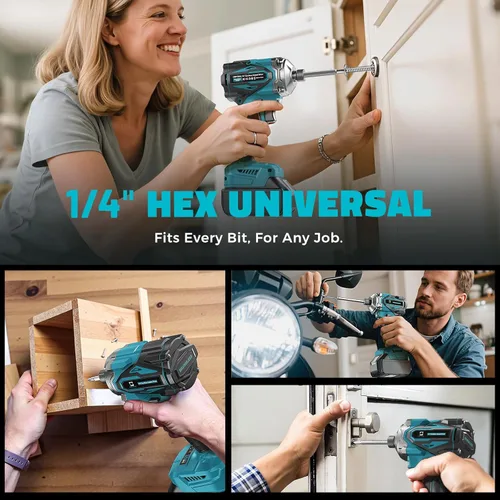 Miniatura 7 de Destornillador de impacto inalámbrico para batería de 18V de Makita, 2800 lb-in, destornillador de impacto sin escobillas con portabrocas hexagonal