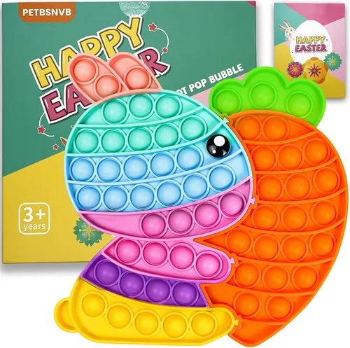 Miniatura 8 de Juguete sensorial para ansiedad de conejo de Pascua, juguete sensorial de burbujas para reventar burbujas, rompecabezas popper, regalos de Pascua