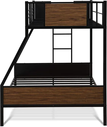 Miniatura 9 de East West Furniture JAFTBLK Jackson - Litera de tamaño matrimonial, dos camas divididas, una escalera con dos escalones y barandillas de protección