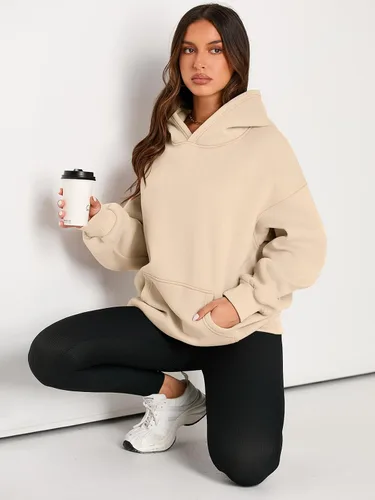Miniatura 5 de EFAN - Sudadera con capucha para mujer - Sudadera de vellón sobredimensionada con mangas largas para otoño e invierno, ropa de moda inspirada