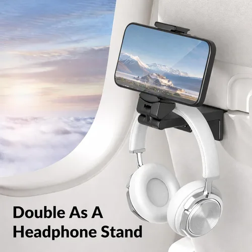 Miniatura 9 de Perilogics - Soporte universal para teléfono en vuelo de avión. Visualización manos libres con rotación multidireccional de 360 grados.