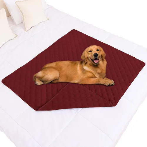 Miniatura 144 de Smiry Funda impermeable para cama de mascota, suave y lavable, para muebles, cama, sofá, reversible, a cuadros (30 x 53 pulgadas, color beige/beige)