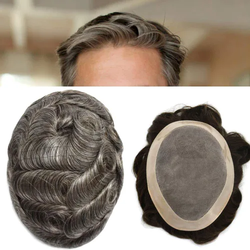 Miniatura 40 de Toupee cabello humano fino mono revestimiento de poliéster alrededor de la postizo duradero NPU monofilamento sistema de reemplazo de cabello