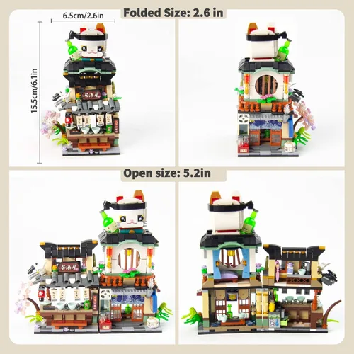 Miniatura 8 de Kit de mini bloques plegables japoneses de vista callejera - Tienda Izakaya, juguete de tienda de mini marca japonesa, regalo para adultos, niños