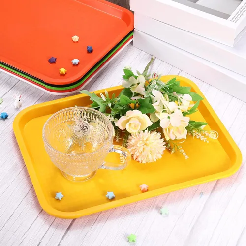 Miniatura 5 de uxcell Bandejas de plástico de comida rápida a granel de 10 x 14 pulgadas, bandejas rectangulares para servir, bandejas para cafetería, platos