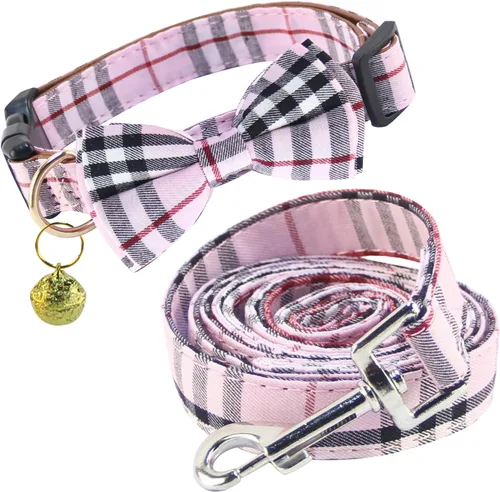 Miniatura 8 de Yizepet Collar de perro con moño - Collar ajustable para mascotas con hebilla de plástico, patrón elegante para perros pequeños, medianos o grandes