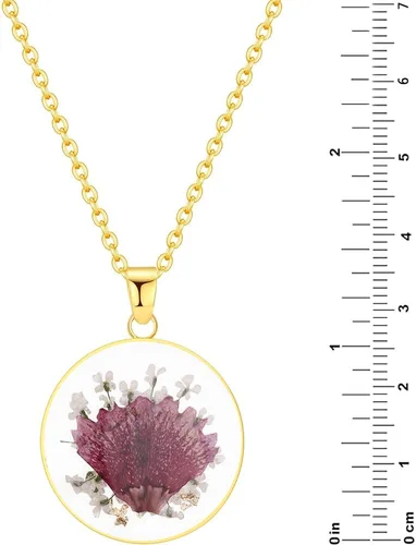 Miniatura 63 de Forget-Me-Not and Queen Anne's Lace Pressed Wildflower Necklace Birth Month Real Flower Necklace Gold/Silver Pressed Flower Jewelry