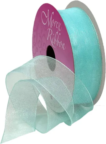 Morex Ribbon Cinta transparente de organza, 7/8 pulgadas por 25 yardas, aguamarina, 91805/25-042
