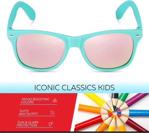 Miniatura 34 de Retro Rewind Lentes de sol para niños y niñas de 3 a 12 años, inastillables, UV400, lentes de sol para niños pequeños