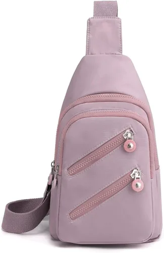 Miniatura 15 de FANDARE Elegante bolso bandolera para mujer para mujer, bolsa de pecho cruzada con agujero para auriculares, Negro, Grande