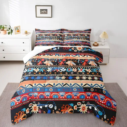 Miniatura 26 de Erosebridal - Juego de ropa de cama damascada negra para adultos, conjunto de edredón victoriano antiguo estilo barroco, tamaño queen, edredón Multi