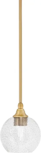 Miniatura 157 de Toltec Lighting Tallo Colgado Mini colgante, acabado de cobre negro, 3.5" cuadrado humo burbuja vidrio