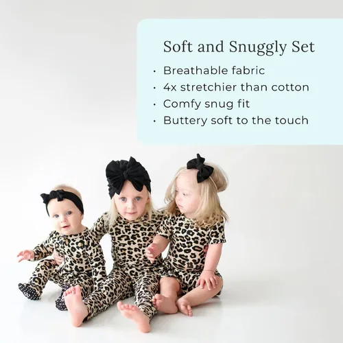 Miniatura 71 de Posh Peanut Pijamas para niñas, suaves, de viscosa de bambú para niños, pijamas a juego de manga larga para niñas