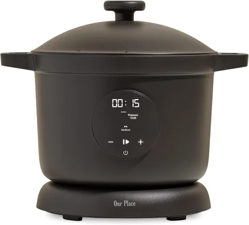 Our Place Dream Cooker | Multicocina antiadherente de cerámica de 6 cuartos de galón y olla a presión con controles de pantalla táctil y liberación