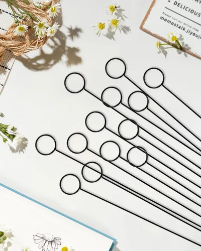Miniatura 3 de Avsty 30 tarjeteros florales con púas de alambre para bodas, soporte de clip de fotos de metal, soporte para números de nombre de mesa, soporte