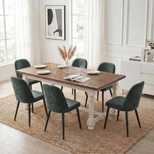 Miniatura 14 de Juego de 2 sillas de comedor tapizadas, sillas de comedor de tela moderna de mediados de siglo, sillas de cocina con asiento acolchado y patas