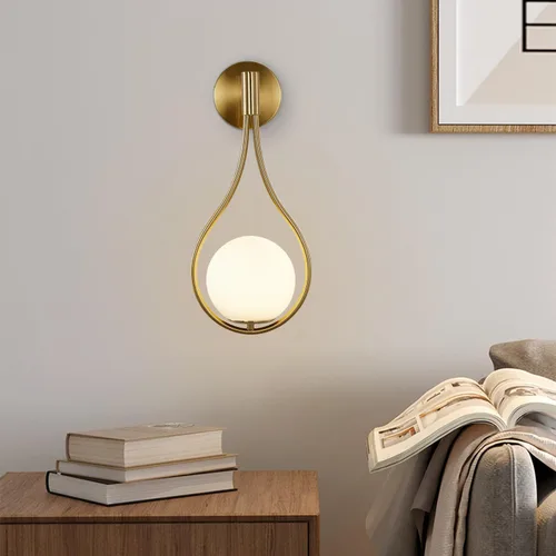 Miniatura 9 de Lámpara de pared de cristal dorada de mediados de siglo, moderna lámpara de pared con acabado de latón antiguo, lámpara de pared de mesita de noche
