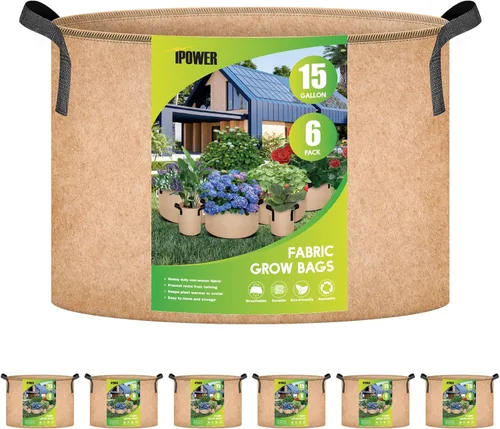 Miniatura 19 de iPower - Bolsa de cultivo para plantas de 5 galones, paquete de 6, resistentes, de tela con asas de nylon, contenedores de 300g de tela no tejida