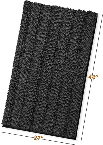 Miniatura 3 de Clara Clark Tapetes para baño de felpilla, tapetes de baño de felpa ultra suaves, lavables a máquina, con parte trasera antideslizante, 44 x 26 Negro