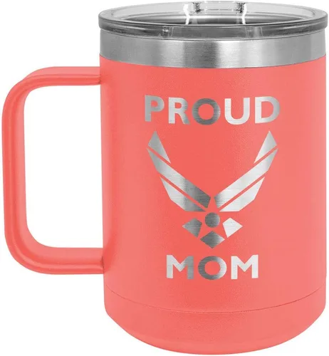 Miniatura 14 de PROUD AIR FORCE MOM BLACK Taza de café de 15 oz con tapa deslizante Taza de café de viaje aislada Ideas de regalo del día de la madre de hijo