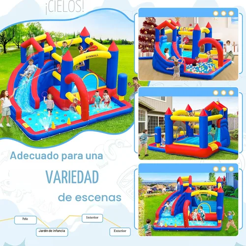 Miniatura 4 de Casa de Rebote Inflable Casa de Saltos Inflable para Niños de 3 a 12 años para Interior y Exterior, Casa de Rebote de Agua 9 en 1 con Tobogán