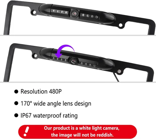 Miniatura 4 de Cámara de respaldo para matrícula, cámara de visión trasera de noche HD con 8 LED, cámara de visión trasera para auto de 170° de ángulo amplio