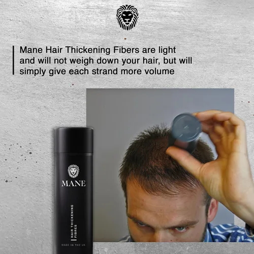 Miniatura 3 de Mane Fibras de construcción del cabello para mujeres y hombres, para cabello fino y delgado, peinado más grueso y completo, oculta las manchas Negro