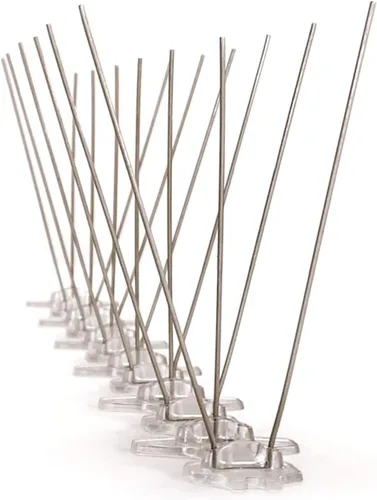 Miniatura 2 de Bird Barrier Bird-Flite - Espigas para pájaros de acero inoxidable Tiras de pines de metal con base de plástico, adhesivo transparente incluido