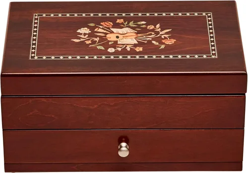 Miniatura 7 de Mele & Co. Brynn Joyero de madera con motivo de marquetería florentina en acabado de nogal