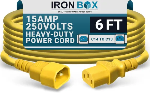 Miniatura 59 de IronBox Electric - Cable de Alimentación C14 a C13 de Servicio Pesado, 15A, 250V, Cable de Extensión para Computadora 14/3 AWG - Cables