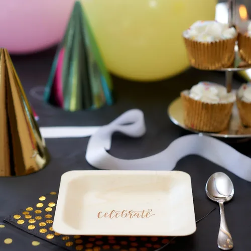 Miniatura 3 de Platos desechables para fiestas - Alternativa rústica y compostable a los platos de plástico para fiestas de cumpleaños, catering y eventos