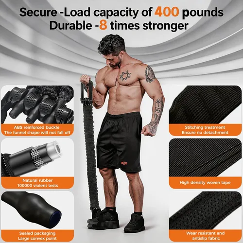 Miniatura 2 de Innstar Pull Up Assistance Bands, Heavy Duty Resistance Band for Pull Up Assist, Adjustable Resistance 165-265lbs with Fabric Feet/Knee Rest, Pull