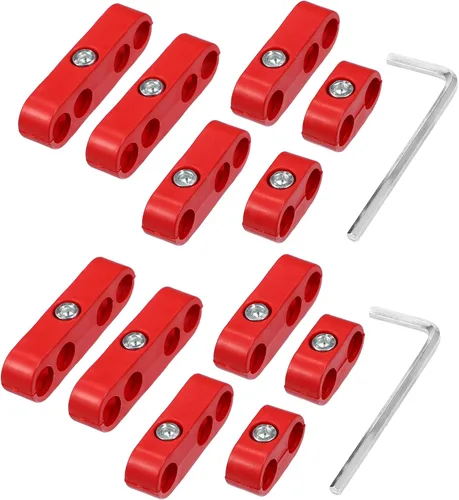 X AUTOHAUX 2 Unidades 0.276 in-0.315 in Motor de coche Bujía Separador de Alambre Telares Divisor Organizador Abrazadera Plástico Rojo