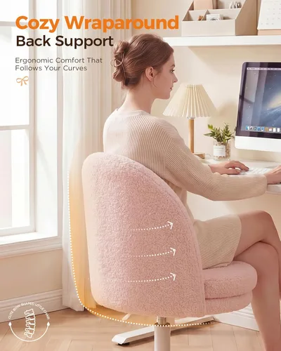 Miniatura 5 de GTRACING Silla de oficina alta de terciopelo con ruedas, sillas de tocador con respaldo, altura versátil: de oficina a taburetes de bar, silla