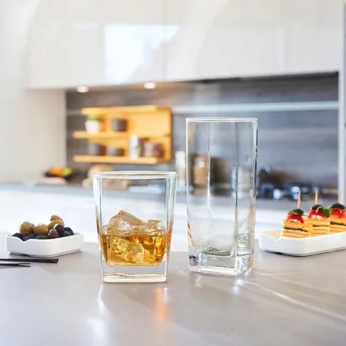 Miniatura 4 de Juego de 8 Vasos para Beber de Uso Diario, Cristalería de Cocina para Cóctel, Café Helado, Cerveza, Té Helado, Vino, Whisky, Agua, 4 Vasos Altos