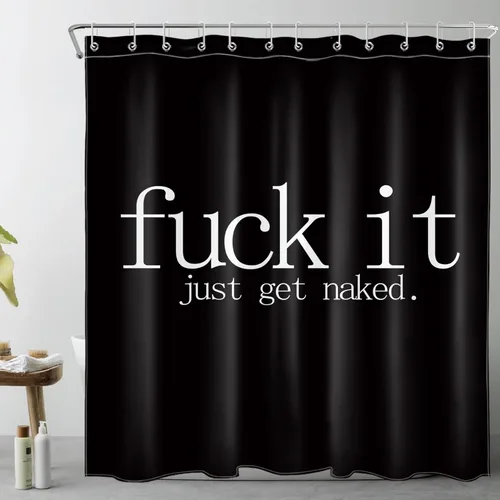 Miniatura 19 de LB Fuck It Get Naked - Cortina de ducha pequeña de 48 x 68 pulgadas, forro de cortina de ducha en blanco y negro, cortina de ducha estrecha